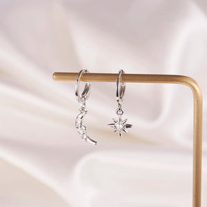 Small Simple Rhinestone Star Hoop Earrings