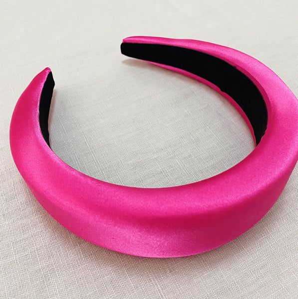 Padded Satin Headband - Hot Pink