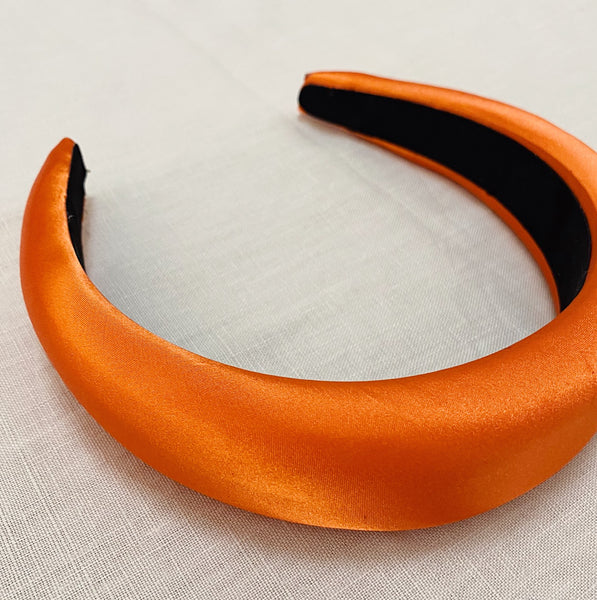 Padded Satin Headband - Rust