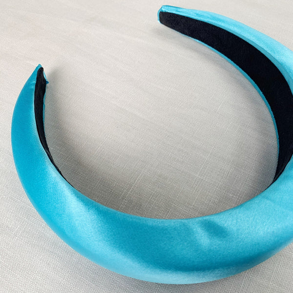 Padded Satin Headband - Ocean Blue